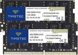 "Timetec" 32GB rinkinys (2 x 16GB) DDR4 2133 MHz PC4-17000 Non-ECC Unbuffered 1,2 V CL15 2Rx8 Dual Rank 260-Pin SODIMM Nešiojamųjų kompiuterių nešiojamųjų kompiuterių atminties modulis (32GB rinkinys (2x16GB))