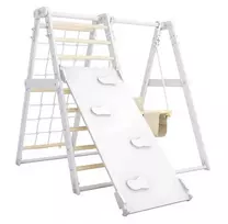 Foldable Sports Complex for Children SANRO R-WOOD with slide/climbing wall White, up to 50kg