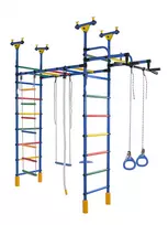 Dvigubas sporto kompleksas (gimnastikos sienelė) DRAMBLIUKAS mėlyna-vaivorykštė, 235-293x52,5cm