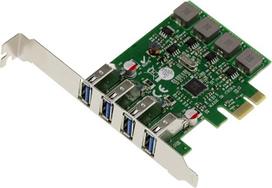 KALEA-INFORMATIQUE PCI Express PCIe-USB 3.0 4 prievadų USB3 A tipo horizontaliojo valdiklio kortelė su "Via VLI VL805" mikroschemų rinkiniu, didelės galios 8A