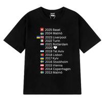 Eurovizija 2025 Miestai Marškinėliai Muzika Vyrams Moterims Trend Y2k Negabaritiniai trumpomis rankovėmis Marškinėliai Unisex 100% Medvilnės drabužiai Viršutiniai drabužiai S