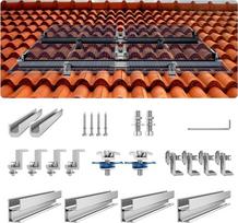 VEVOR saulės kolektorių laikiklių rinkinys, saulės kolektorių montavimo rinkinys su 4 x 760 mm bėgiais, 4 x galiniais spaustuvais ir 2 x lengvais spaustukais, saulės kolektorių laikikliai metaliniam stogui, betoniniam stogui, mediniam stogui,