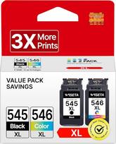 WISETA PG-545XL CL-546XL kasetės, skirtos "Canon" spausdintuvams 545 546 XL daugkartinė pakuotė, skirta PIXMA MX495 TS3150 TR4551 MX490 MG3050 TS3350 MG2950 MG2550S TS3151 TR4500 rašalo kasetei (1 juoda, 1 spalvota)