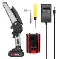 21V 6 colių nešiojamieji elektriniai genėjimo pjūklai Maži medienos skaldymo grandininio pjūklo šepečio variklis viena ranka US Plug 2 Batteries