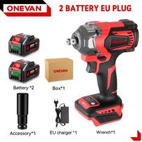 ONEVAN  Besišepetėlis Elektrinis Smūginis Veržliasukis 1/2'' Belaidis Atsuktuvas Ličio-Jonų Baterija Galios Įrankis Makita 18V Baterijai 2 Battery EU Plug