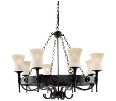 Searchlight 0818-8BK - Liustra ant grandinės CARTWHEEL 8xE27/60W/230V juoda