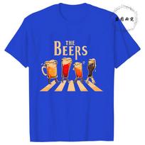 Beers Printing Vyriški marškinėliai Kvėpuojantys Prekės ženklo Viršutiniai drabužiai Gatvės mados marškinėliai Laisvalaikio vasariniai marškinėliai Madingi vyriški marškinėliai S beige