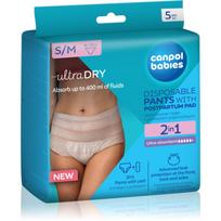 Canpol babies Pants With Postpartum Pad prilaikantys apatiniai po gimdymo vienkartinės „Du viename“ S/M 5 vnt.