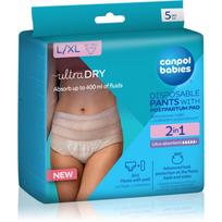 Canpol babies Pants With Postpartum Pad prilaikantys apatiniai po gimdymo vienkartinės „Du viename“ L/XL 5 vnt.