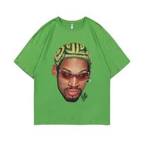 Marškinėliai su grafika The Worm Dennis Rodman Didelis veidas Vyrams Moterims Hip Hop Didelio dydžio Krepšinio Berniukų Marškinėliai Unisex Vintažiniai Kasdieniai Marškinėliai S