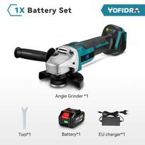 Yofidra 125mm bešepetis kampinis šlifuoklis 4 pavarų akumuliatorinis šlifavimo staklės, pjovimo medžio apdirbimo elektrinis įrankis, skirtas Makita 18V baterijai 1 Battery EU Plug