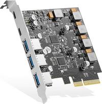"Binardat PCIE to USB 3.2 Gen2 10Gbps Expansion Card", 5 prievadų, 3X USB A tipo ir 2X C tipo prievadai, nuosavas maitinimo šaltinis, žemo profilio laikiklis, USB 3.2 šakotuvo valdiklio adapteris, skirtas "Windows 10/11
