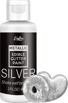 "Edible Glitter" skysti valgomieji blizgučiai - 60 ml metalinių skystų valgomųjų blizgučių miltelių tortams, kepiniams, makaronams - metaliniai maistiniai blizgučiai "pasidaryk pats" sausainiams, fondantui (sidabriniai)