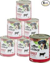 Dehner Lieblinge Adult Dog Food, drėgnas maistas šunims, su jautiena ir širdimi, daug mėsos gabalėlių, su mikroelementais, kalciu, be dažiklių ir konservantų, palaiko imunitetą, 6 x 800 g