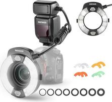 NEEWER RF1-S makro blykstės žiedinė blykstės šviesa "Sony" fotoaparatui 76W GN15 5600K TTL apšvietimas 1-1/128 išvesties priekinė/užuolaidinė sinchronizacijos užuolaida Spalvotas gelio objektyvo adapterio žiedas makro fotografijos studijos nuotraukoms