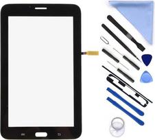 Samsung Galaxy Tab 3 Lite 7.0 T110 SM-T110 jutiklinis skaitmeninis ekranas (be ausinių skylės) + iš anksto sumontuoti klijai su įrankiais (juodas)