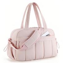 Expandable Travel Duffel Bag - Stylish Oversized Shoe Compartment Portable Gym Bag That Folds Lightweight Duffle-Tan rožinė