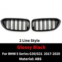 Priekinės buferio grotelės BMW 5 serijai M5 G30 G31 520i 530i 540i ABS 2 juostelių blizgios juodos priekinės inkstų grotelės