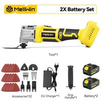 MELLWIN Variklis be šepetėlių Osciliacinis Daugiafunkcis įrankis Renovatorius Elektrinis pjūklas Apipjaustytuvas Pjovimo medžio apdirbimo staklės 21V 18V baterijai 2Battery Set B