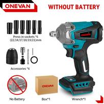 ONEVAN sukimo momento bešepetėlinis elektrinis smūginis veržliasukis 1/2 colio belaidis elektrinis veržliasukis Galios įrankiai Makita 18V baterijai NO Battery-12pcs Set