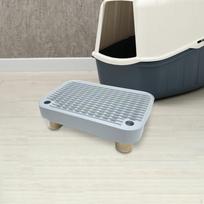 Step Cat Litter Mat Easy to Clean with Function for Kitten and Senior Cats Anti Slip Footboard šviesiai pilka spalva