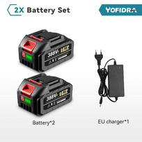 Yofidra 21V 15000mAh įkraunama ličio jonų baterija, skirta Makita akumuliatoriniam gręžtuvui / bešepetiniam veržliarakčiui / atsuktuvui / diskiniam pjūklui, EU kištukas 2 Battery- EU Plug