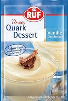 RUF Varškės desertas vanilinis, pieno kokteilių milteliai vaniliniai, itin kreminis varškės maistas, paruošiamas per 3 minutes