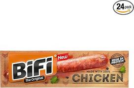 "BiFi Chicken High Protein" - 24 vnt. (24 x 20 g) - daug baltymų turintis kiaulienos ir vištienos užkandis - idealiai tinka sportui ir sąmoningai mitybai - 100 % vištiena - daug baltymų
