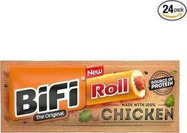 "BiFi Chicken Roll" - 24 vnt. (24 x 45 g) - vištienos užkandis auksinės rudos spalvos tešloje - pikantiškas užkandis keliaujant, biure ar po sporto - 100 % vištienos mėsa
