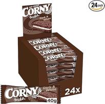 "Corny Milk Dark & White" grūdų batonėlis, pieno sumuštinis su kakava ir pieno kremu, didelė pakuotė, 24 x 40 g