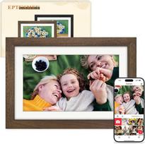 "Frameo" skaitmeninis nuotraukų rėmelis WLAN 10,1 colio riešutmedžio elektroninis nuotraukų rėmelis su 32GB, 1280 x 800 HD IPS jutiklinis ekranas, dalijimasis nuotraukomis ir vaizdo įrašais per "Frameo" programėlę, dovana vyrams ir moterims