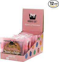 "Kookie Cat" Vaniliniai šokoladiniai sausainiai - veganiški sausainiai, supakuoti atskirai, be glitimo, be sojos, ekologiški, anakardžių ir avižų - 12 x 50 g pakuotė