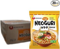 "Nong Shim Neoguri" momentiniai makaronai "Seafood & Mild Ramyun" - švelni korėjietiška jūros gėrybių "Ramen" sriuba - 20 x 120 g vertės pakuotė