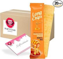"Pere's Candy" saldainių rinkinys "Long Chips Honey & BBQ" 20 x 75 g + "Pere's Candy" užrašų knygutė DIN A7 25 lapai