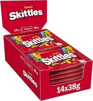 "Skittles Crazy Fruits", vaisiniai saldainiai, didelė pakuotė, 14 x 38 cm, vaisių skonio kramtukai, veganiški užkandžiai (532g)