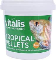 "Vitalis Tropical Pellets" žuvų maistas akvariumui ir tvenkiniui, pilnavertis granulių pašaras, dribsniai tropinėms gėlavandenėms žuvims, sveikas ir lengvai virškinamas, su vitaminais (70 g)