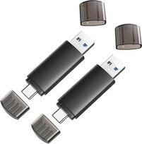 2 USB atmintinių pakuotė 128GB 3.0 JOIOT USB C Stick 3.0 2 in 1 USB 3.0 Flash Drive OTG Memory Stick High Speed Flash Drive Mini Flash Drive, skirtas "iOS Android" mobiliajam telefonui "Linux" nešiojamajam kompiuteriui Juoda
