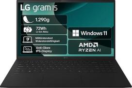 2025 LG gramo 15 colių nešiojamasis kompiuteris - "AMD Ryzen AI 7 350" (16GB RAM, 512GB dvigubas SSD, "AMD Radeon 860M" grafika, "Windows 11 Home", "Bluetooth 5.3", "Thunderbold 4") - juodas