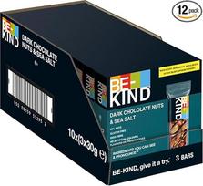 BE-KIND Tamsus šokoladas su riešutais ir jūros druska 3 pakuotės 10 x 3 x 30 g I Šokoladinis batonėlis I Riešutų batonėlis I Batonėlis I Be glitimo