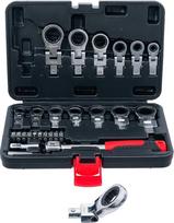 BGS Diy 84529 Įstumiamųjų reketinių žiedų raktų ir antgalių rinkinys 6-20 mm, 27 dalys