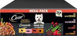 CESAR® NATURAL GOODNESS™ Schale Multipack Mega-Pack Casserole in Sauce Getreidefrei mit Superfoods 4 Varietäten 24 x 100g