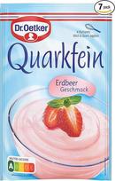 Dr. Oetker Quarkfein braškių skonio 7 pakuotės 7 x 56 g desertinių miltelių varškės maistui braškių skonio