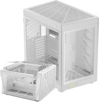 GAMDIAS NESO P1 Dual Chamber Full-Tower EATX kompiuterinių žaidimų korpusas, modulinė konstrukcija, 2 krypčių sąranka, panoraminis lietimui jautrus grūdintas stiklas, puikus kabelių valdymas ir oro srautas, "Type-C", baltos spalvos