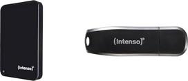 Intenso 6023560 1 TB "Memory Drive" USB 3.0 2,5 colio išorinis kietasis diskas, mechaninis kietasis diskas ir "Speed Line", 32GB atminties kortelė, "USB Stick 3.2 Gen 1x1", juoda