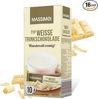 Massimo baltasis geriamasis šokoladas, 16 vnt. (16 x 250 g), 160 lazdelių, aromatizuotų gėrimų milteliai, kakavos milteliai baltajam šokoladui, tirpūs, kreminės konsistencijos