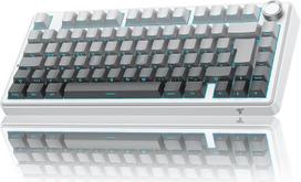 TECURS mechaninė žaidimų klaviatūra, 2,4 GHz/Type-C/BT5.0 belaidė žaidimų klaviatūra, 75 proc., šoninis graviravimas, tarpinės konstrukcija, belaidė klaviatūra, QWERTZ DE išdėstymas
