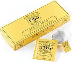 TWG Tea Crème Caramel Tea Rooibos arbata be karamelės ir Thein 15 rankomis siuvinėtų medvilninių arbatos maišelių dovanų rinkinys