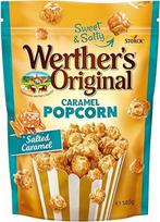 Werther's Original Caramel Popcorn Salted Caramel - 1 x 140 g - traškūs popkornai su sūriu kreminiu karamelės apvalkalu
