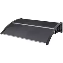 Stogelis Lauko Durims 100 x 75 cm | Aliuminio ir Polikarbonato Stogelis su UV Apsauga, Balkono Stogelis, Apsauga nuo Saulės ir Lietaus, Juodas