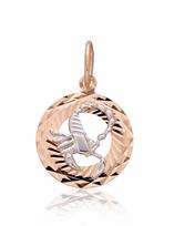 Auksinis Zodiako pakabukas „Skorpionas“, raudonas ir baltas auksas 585°